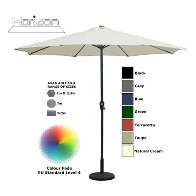 (3m, Natural Cream) Parasol Aluminium Crank Full & Half Shade Umbrella