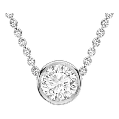 Jewelco London 18ct White Gold Diamond Solitaire Bezel Set Slider pendant Necklace 0.9mm 18" 45c