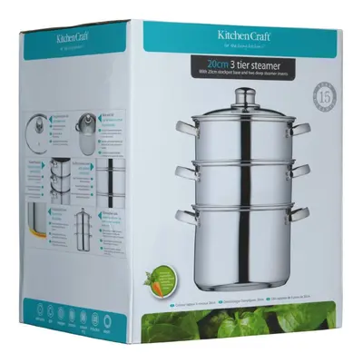 KitchenCraft Stainless Steel Three Tier 20cm Steamer