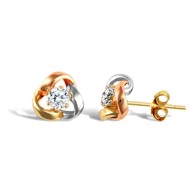 Jewelco London Ladies 9ct Yellow White and Rose Gold White Round Brilliant Cubic Zirconia Love K