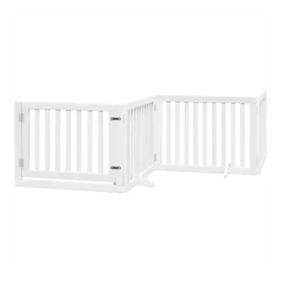 (white, x x cm/ pcs) vidaXL Dog Gate with Door Foldable Pet Gate Dog Fence Pet Barrier Poplar Wo