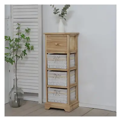 (Reydon Drawer White and Oak) Rustic Chest / Storage Drawers Organizer Fully Assembled