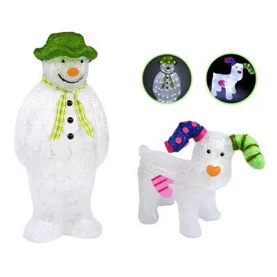 The Snowman Snowdog Set Acrylic Figure LED Garden Outdoor Decoration