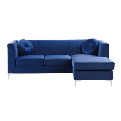 Corner Sofa TIMRA Velvet Navy Blue Left Hand