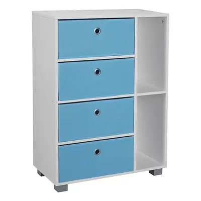 (Black+Blue, White) Section Wooden Bookcase Living Room Drawers