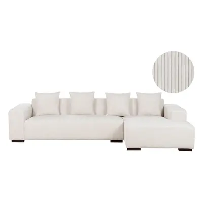 Corner Sofa LUNGO Corduroy Off-White Left Hand