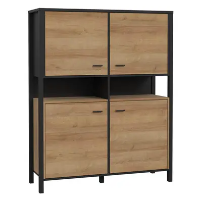 High Rock Storage Cabinet in Matt Black/Riviera Oak