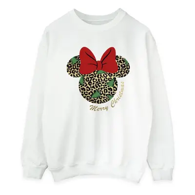 (4XL, White) Disney Womens/Ladies Minnie Mouse Leopard Christmas Sweatshirt