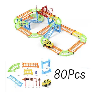 (80 Pcs) 80/91/140Pcs DIY Assembly Electric ABS Track Car Model Set Puzzle Educational Toy for K