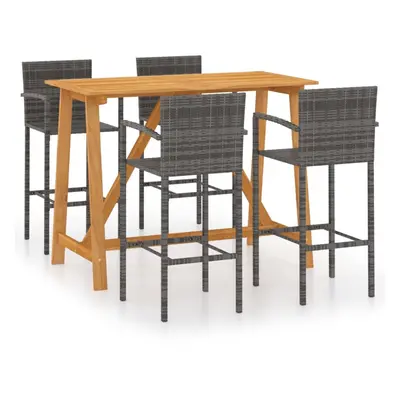 vidaXL Garden Bar Set Piece Grey Patio Outdoor Table and Chairs Furniture