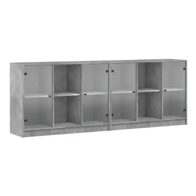 vidaXL Bookcase with Doors Bookshelf Cabinet Concrete Grey Engineered Wood