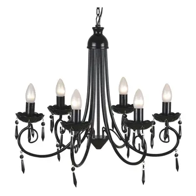 vidaXL Pendant Ceiling Lamp Elegant Chandelier Black Bulb Sockets Light