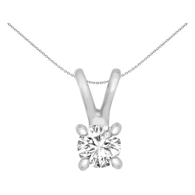 Jewelco London Solid 9ct White Gold Claw Set Round H I1 0.1ct Diamond V-bale Solitaire Pendant -