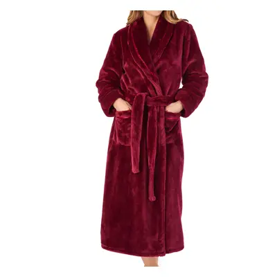 (Raspberry, Extra Large - UK 20/22) Slenderella Ladies Flannel Fleece Shawl Collar Dressing Gown