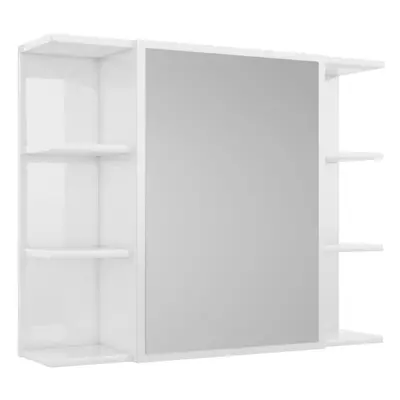 vidaXL Bathroom Mirror Cabinet High Gloss White Engineered Wood Storage Unit