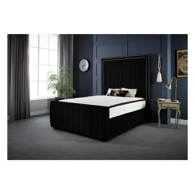 (5FT KING) DS Living Milly Black Noir Velvet Panel Bed Frame