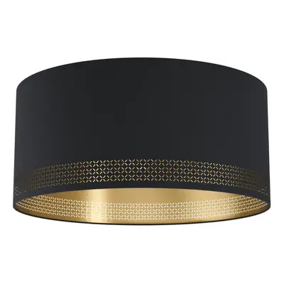 Wall Flush Ceiling Light Colour Black Shade Black Gold Fabric Bulb E27 1x40W