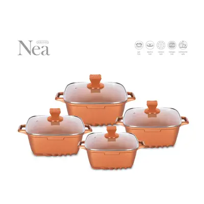 SQ Professional Nea Seramiq 4pc Die-Cast Non-stick Stockpot Set-Cuprum