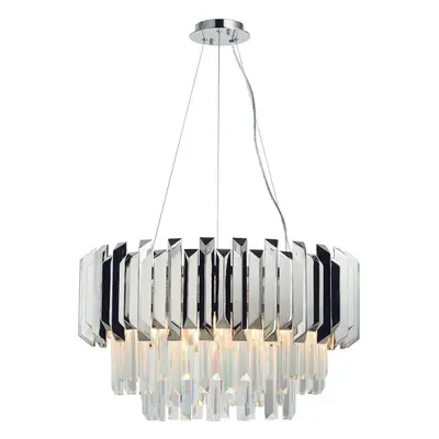 Ceiling Pendant Light Clear Crystal & Polished Stainless Steel x 40W E14