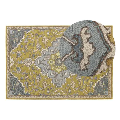 Wool Area Rug x cm Yellow and Blue MUCUR