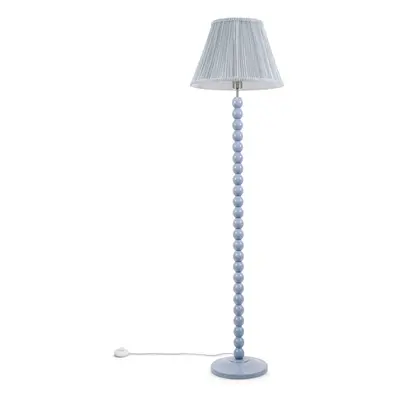 ValueLights Bobbins Powder Blue with Stripe Pleated Shade Floor Lamp