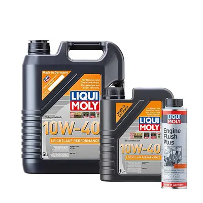 6L Liqui Moly 10W40 Leichtlauf Performance ACEA A3 B3 + ENGINE FLUSH PLUS 300ml