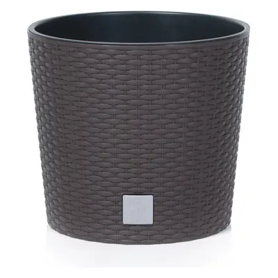 (Brown, 250mm x2) Plastic Rattan Effect Flower Garden Flower Pot