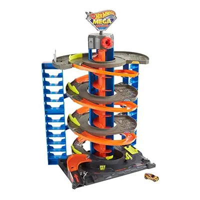 Hot Wheels City Mega Garage Playset with Corkscrew Elevator & Storage for 60+ Cars, Includes Hot