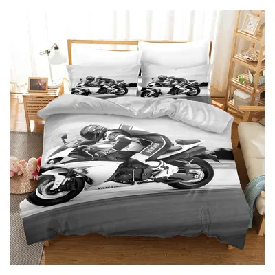 (Style 09, Single(135X200CM/2PCS)) Motorcycles Bedding Single Double Duvet Cover UK