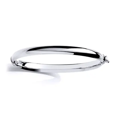 Jewelco London Ladies Sterling Silver Plain Polished Domed Bangle Bracelet 6mm - GVG192