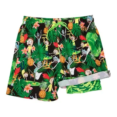 Rick & Morty 866866-small-28 Rick & Morty Tropical Adventures in. Inseam Lined Swim Trunks, Mult