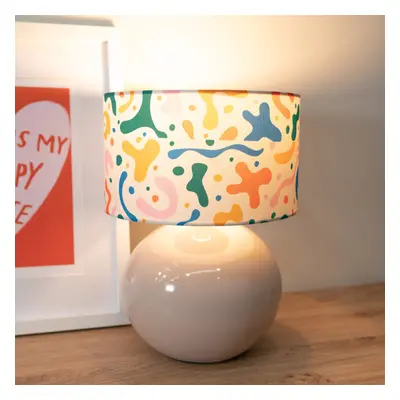 ValueLights Bosco Stone Ceramic Table Lamp with Abstract Shade & Bulb