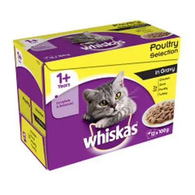 Whiskas 1+ Cat Pouches Poultry Selection In Gravy Pack (100g)