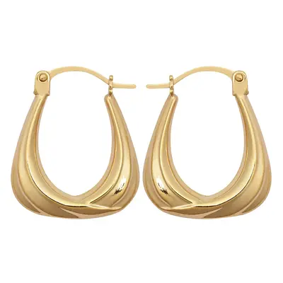 Jewelco London Ladies 9ct Yellow Gold Curtain Ribbon Handbag Creole Earrings - JER794