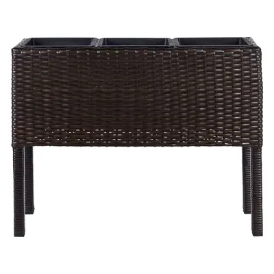 Elevated Plant Pot CARAGANA PE Rattan cm Dark Brown