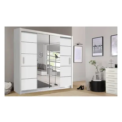 (White, 203cm) Oslo Mirror Bedroom Sliding Wardrobe