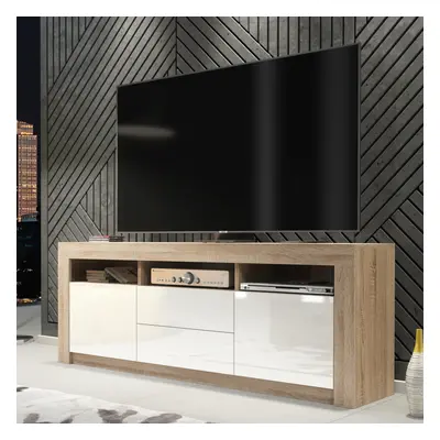 TV Unit 160cm Creative Furniture - Oak & White Gloss Doors