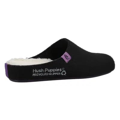 (Black, (Adults')) Hush Puppies The Good 90% Recycled RPET Polyester Women's Black Slippers