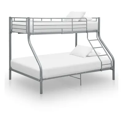 vidaXL Bunk Bed Frame Grey Metal 140x200cm/90x200cm Bedroom Furniture Base