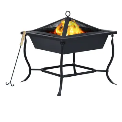 vidaXL Fire Pit Black 42x42x45 cm Steel Garden Burning Pit Bowl Patio Fireplace