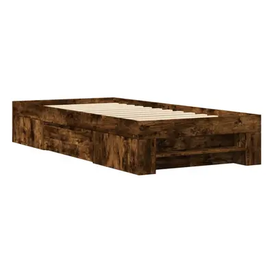 vidaXL Bed Frame Bed Base Home Bedstead Smoked Oak 100x200 cm Engineered Wood