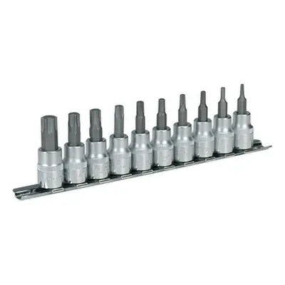 10 PACK TRX Star Socket Bit Set - 3/8" Square Drive - T10 to T50 TORX Knurled