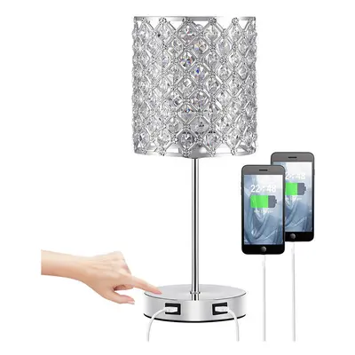 (UK Plug) USB Rechargeable Crystal Desk Lamp Touch Dimming BedsideLights Bedroom LED Night Light