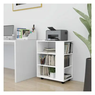 vidaXL Rolling Cabinet White Engineered Wood Office Drawer Rolling Cabinet