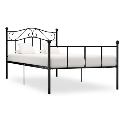 vidaXL Bed Frame Black Metal 100cm Elegant Solid Classic Bedroom Furniture