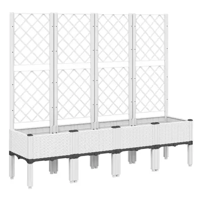 (white, x x cm) vidaXL Garden Planter with Trellis Outdoor Flower Pot Planter Pot Box White PP