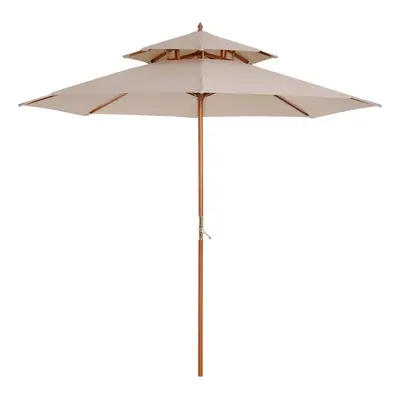 Outsunny Garden Wood Patio Parasol Sun Shade Outdoor Umbrella Canopy Beige