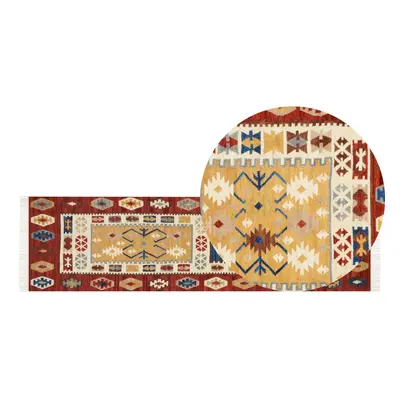 Wool Kilim Runner Rug x cm Multicolour VOSKEHAT