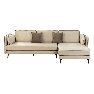 Corner Sofa ALTAN Velvet Beige Left Hand