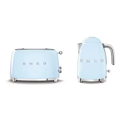 Smeg KLF03PBUK Kettle and TSF01PBUK Slice Toaster Set in Pastel Blue